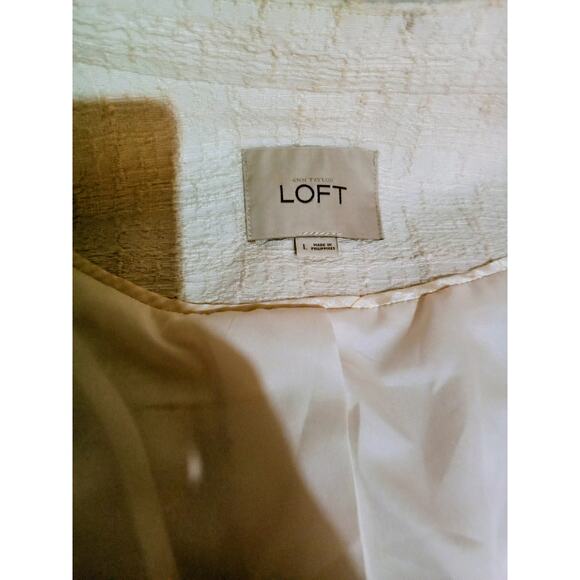 Women's Loft Textured  Cream Color 2 Pocket Inner Lined Blazer Size Large - Picture 10 of 12